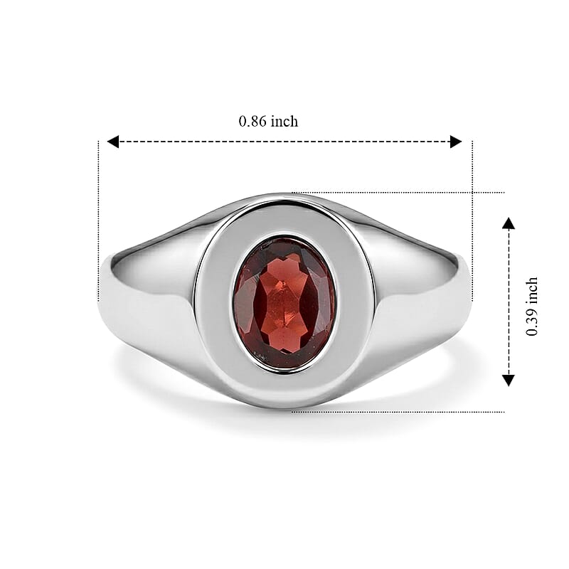 Garnet 0.50 ctw Oval Solitaire Ring in Sterling Silver (Size 8.0)