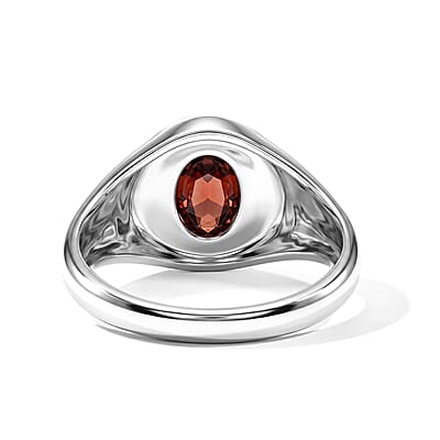 Garnet 0.50 ctw Oval Solitaire Ring in Sterling Silver (Size 10.0)