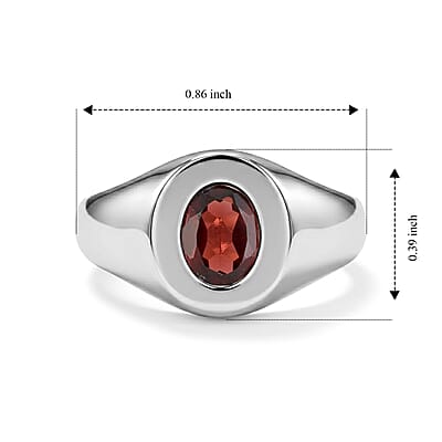 Garnet 0.50 ctw Oval Solitaire Ring in Sterling Silver (Size 10.0)