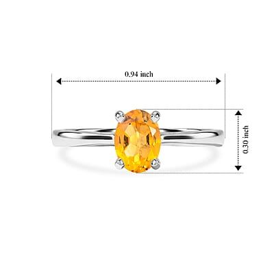 Citrine 0.80 ctw Oval Solitaire Ring in Sterling Silver (Size 7.0)