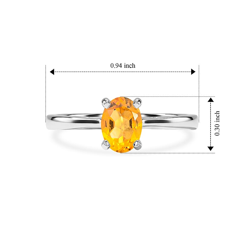 Citrine 0.80 ctw Oval Solitaire Ring in Sterling Silver (Size 8.0)