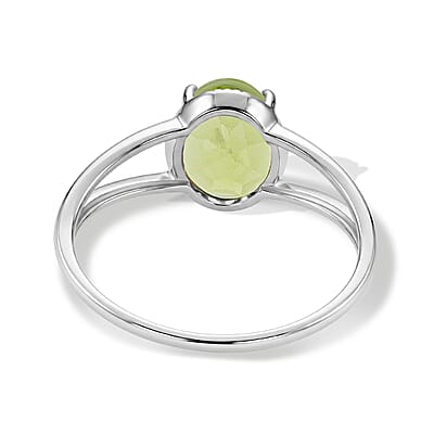 Peridot 1.80 ctw Oval Solitaire Ring in Sterling Silver (Size 8.0)