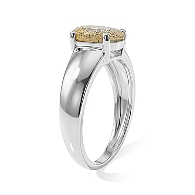 Labradorite 1.80 ctw Oval Solitaire Ring in Sterling Silver (Size 7.0)