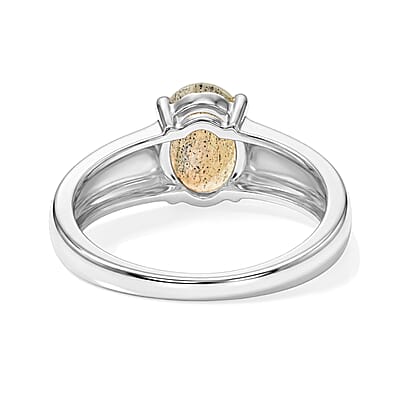 Labradorite 1.80 ctw Oval Solitaire Ring in Sterling Silver (Size 10.0)