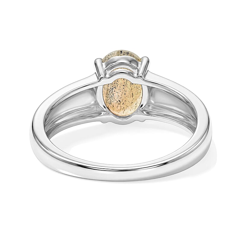 Labradorite 1.80 ctw Oval Solitaire Ring in Sterling Silver (Size 10.0)