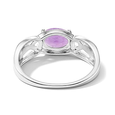Amethyst 0.80 ctw Oval East West Solitaire Ring in Sterling Silver (Size 8.0)