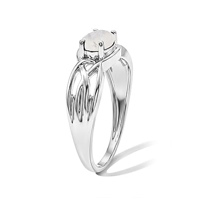 Moonstone 0.80 ctw Oval East West Solitaire Ring in Sterling Silver (Size 7.0)