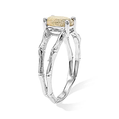 Labradorite 2.06 ctw Oval Solitaire Ring in Sterling Silver (Size 6.5)