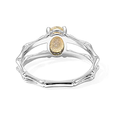Labradorite 2.06 ctw Oval Solitaire Ring in Sterling Silver (Size 6.5)