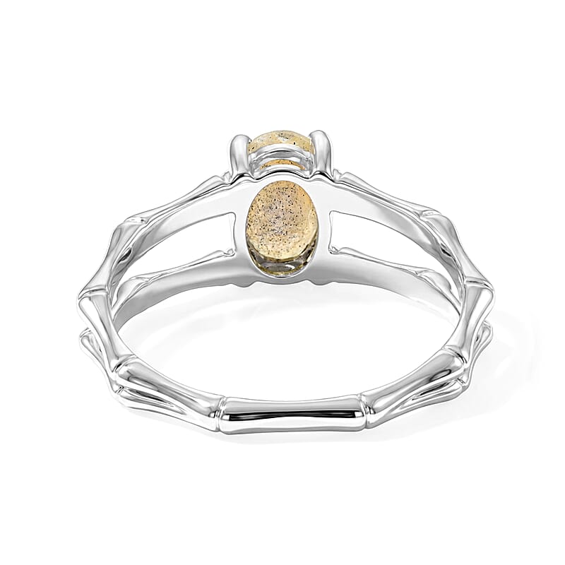 Labradorite 2.06 ctw Oval Solitaire Ring in Sterling Silver (Size 6.5)