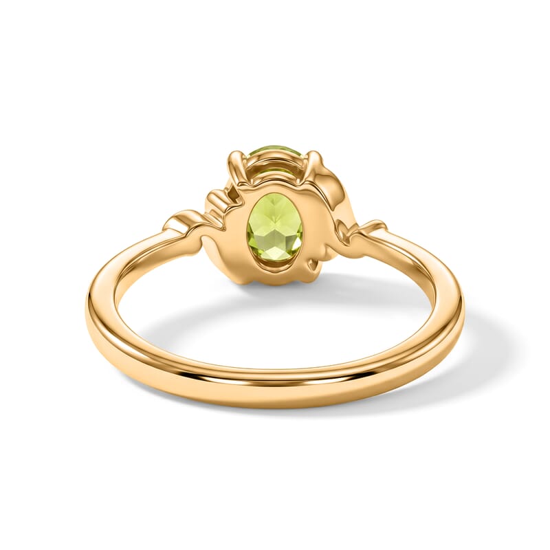 Peridot 0.80 ctw Oval Solitaire Ring in 14K YG Over Sterling Silver (Size 5.5)
