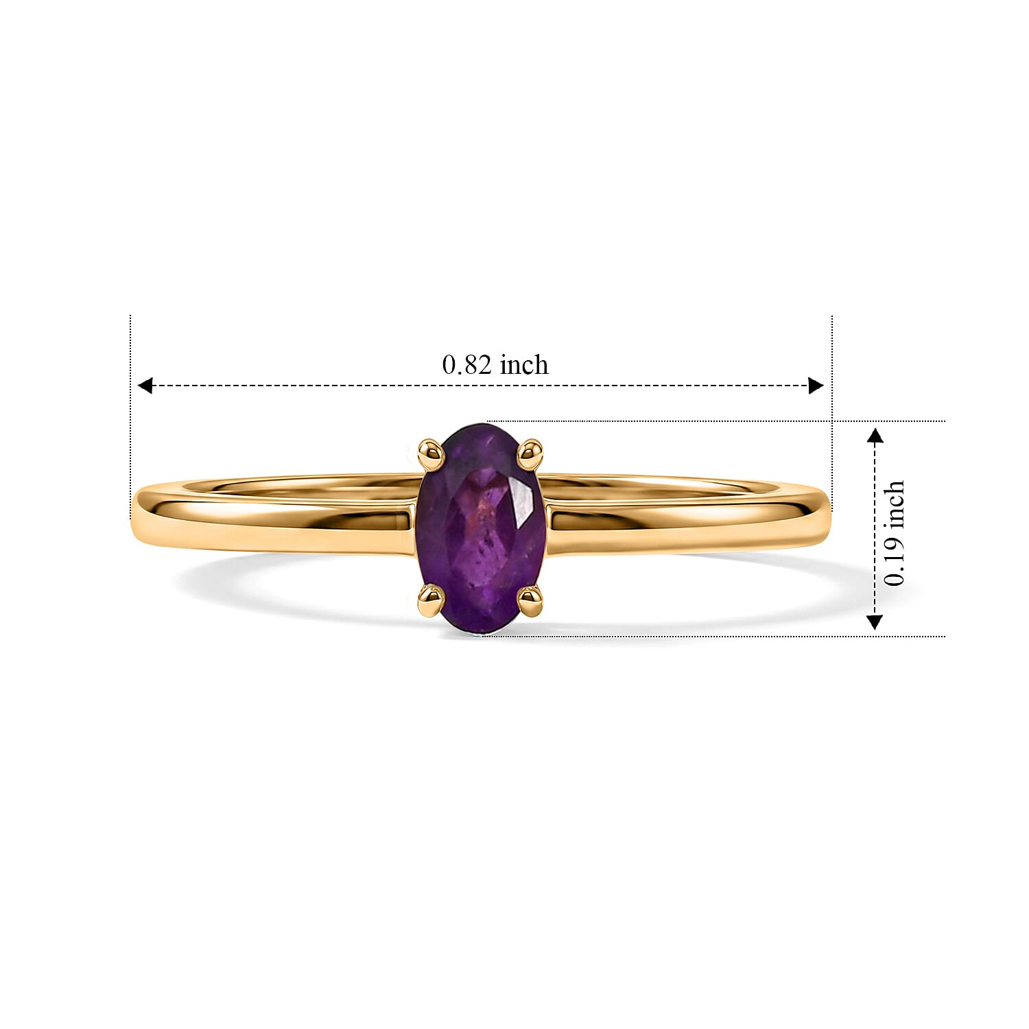 Amethyst 0.15 ctw Oval Solitaire Ring in 14K YG Over Sterling Silver (Size 9.0)