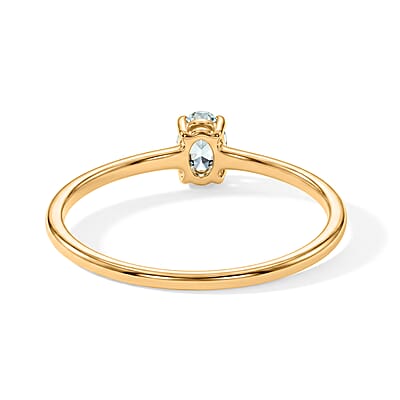 Aquamarine 0.15 ctw Oval Solitaire Ring in 14K YG Over Sterling Silver (Size 8.0)