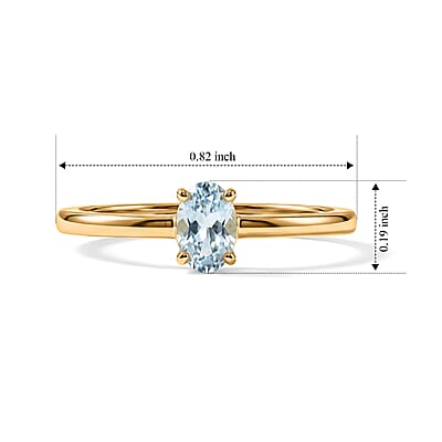 Aquamarine 0.15 ctw Oval Solitaire Ring in 14K YG Over Sterling Silver (Size 8.0)