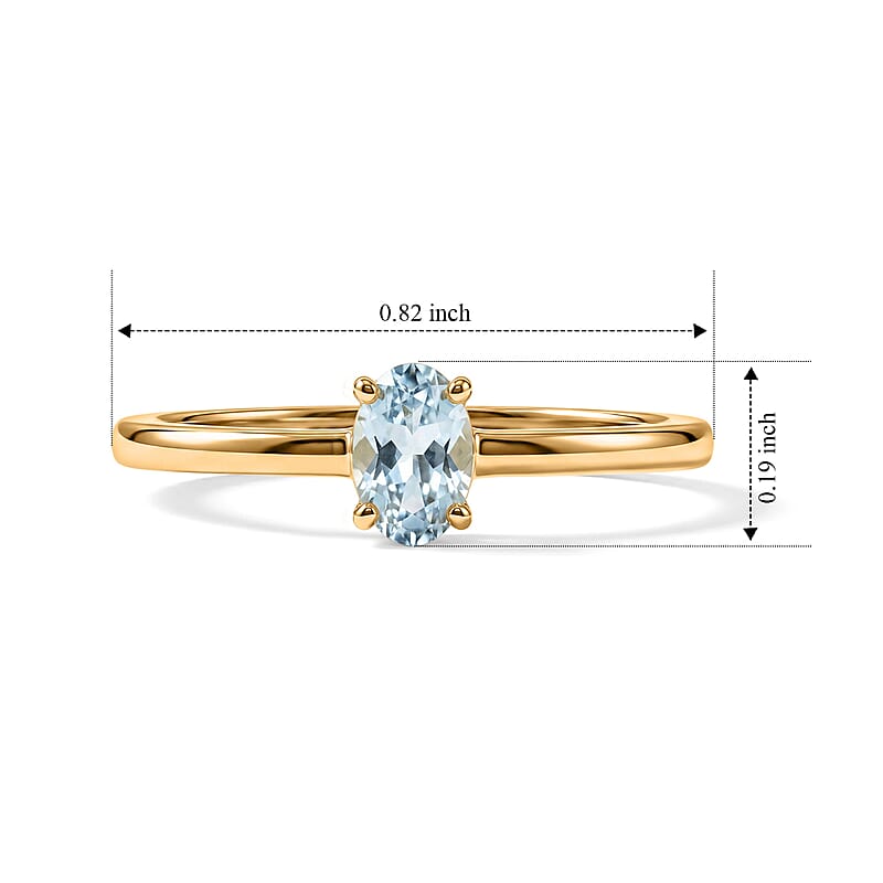 Aquamarine 0.15 ctw Oval Solitaire Ring in 14K YG Over Sterling Silver (Size 8.0)