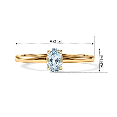 Aquamarine 0.15 ctw Oval Solitaire Ring in 14K YG Over Sterling Silver (Size 9.0)