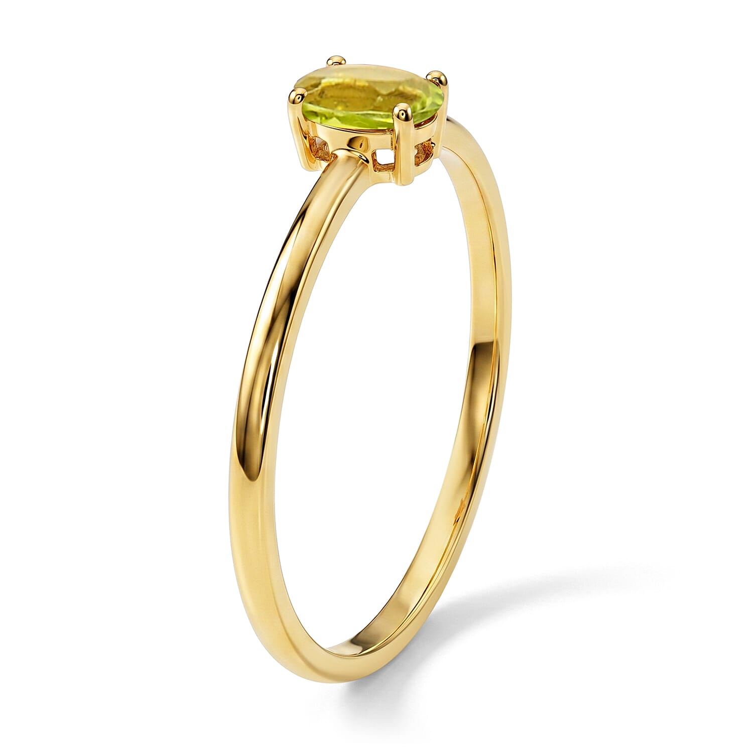 Peridot Oval Solitaire Ring in 14K YG Over Sterling Silver (Size 9.0) 0.15 ctw