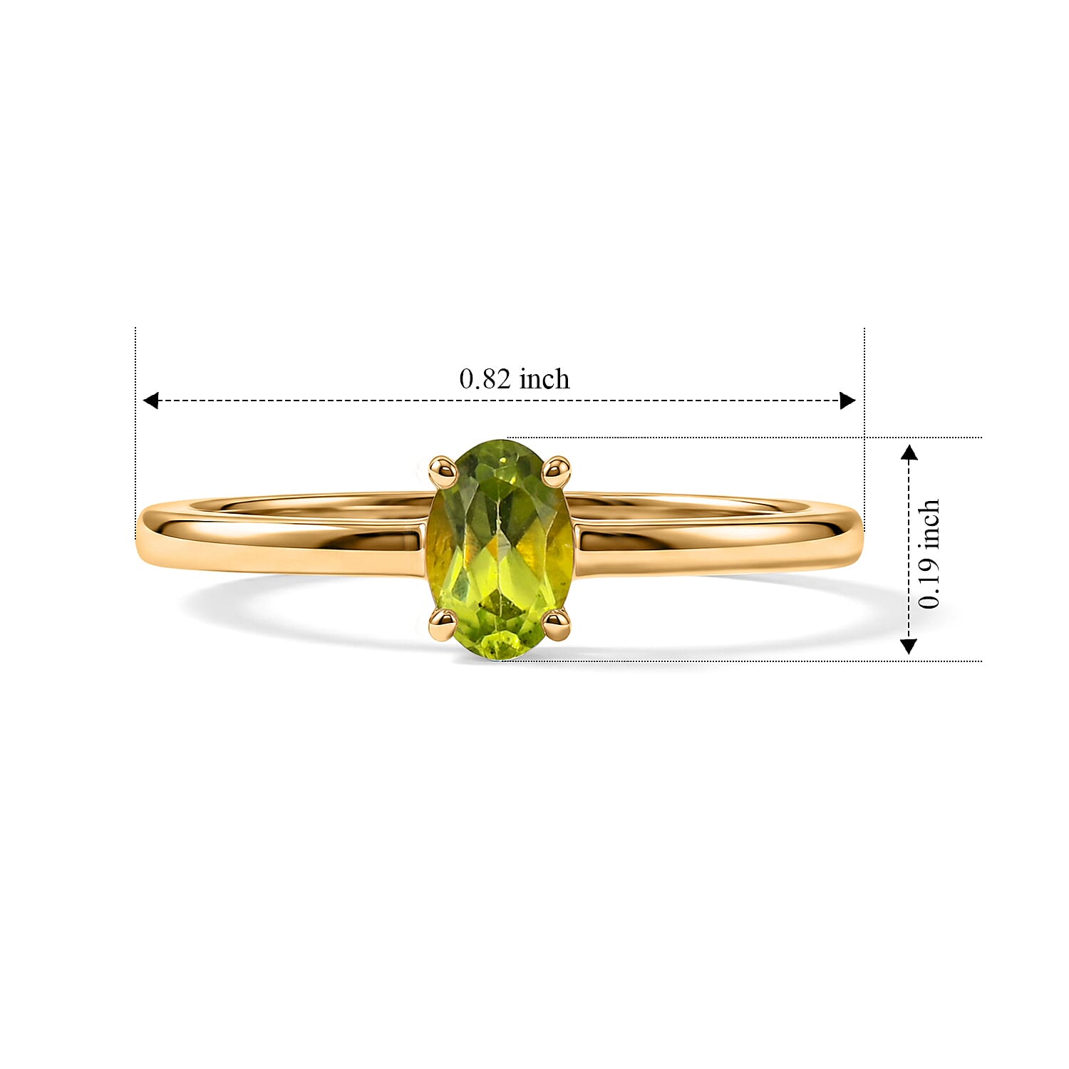 Peridot Oval Solitaire Ring in 14K YG Over Sterling Silver (Size 9.0) 0.15 ctw