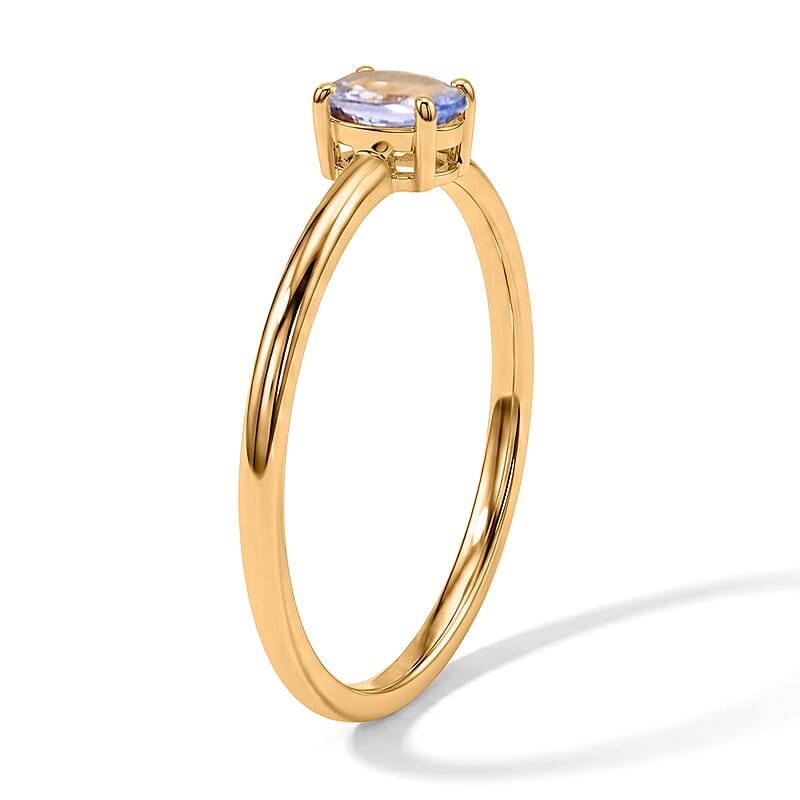 Tanzanite 0.15 ctw Oval Solitair Ring in 14K YG Over Sterling Silver (Size 7.0)