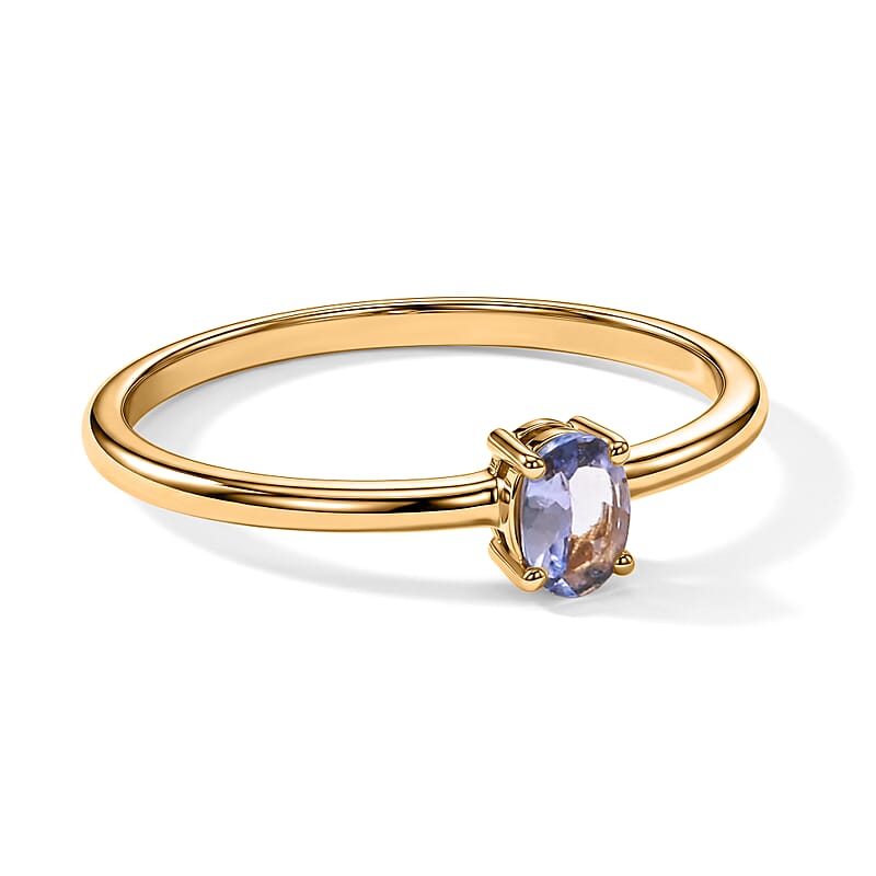 Tanzanite 0.15 ctw Oval Solitair Ring in 14K YG Over Sterling Silver (Size 8.0)