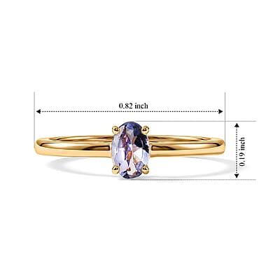 Tanzanite 0.15 ctw Oval Solitair Ring in 14K YG Over Sterling Silver (Size 8.0)