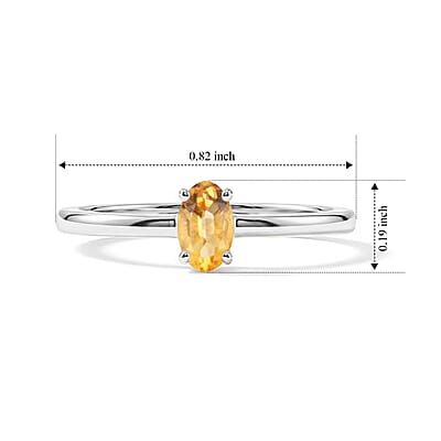 Citrine 0.15 ctw Oval Solitaire Ring in Sterling Silver (Size 6.0)
