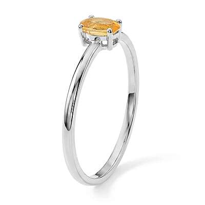 Citrine 0.15 ctw Oval Solitaire Ring in Sterling Silver (Size 7.0)