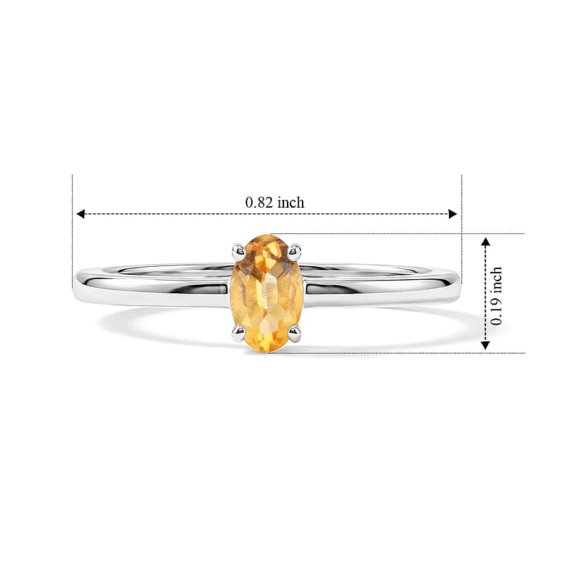 Citrine 0.15 ctw Oval Solitaire Ring in Sterling Silver (Size 9.0)