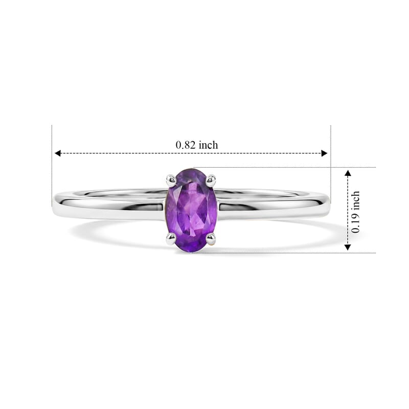 Amethyst 0.15 ctw Oval Solitair Ring in Sterling Silver (Size 9.0)