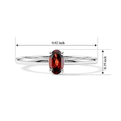 Garnet 0.15 ctw Oval Solitaire Ring in Sterling Silver (Size 8.0)