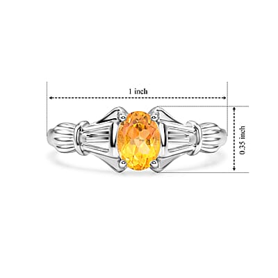 Simulated Yellow Diamond Oval Solitaire Ring in Sterling Silver (Size 7.0)