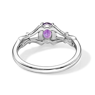 Amethyst 0.80 ctw Oval Solitair Ring in Sterling Silver (Size 7.0)