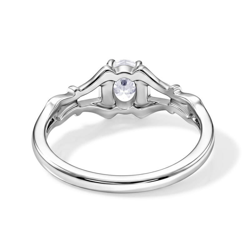 Simulated Diamond Oval Solitaire Ring in Sterling Silver (Size 8.0)