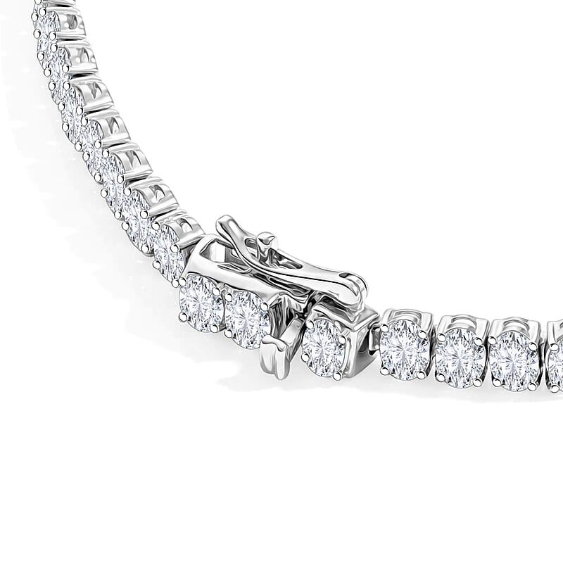 Lab Grown Diamond 5.20 ctw Oval Tennis Bracelet in Sterling Silver (6.50 In)