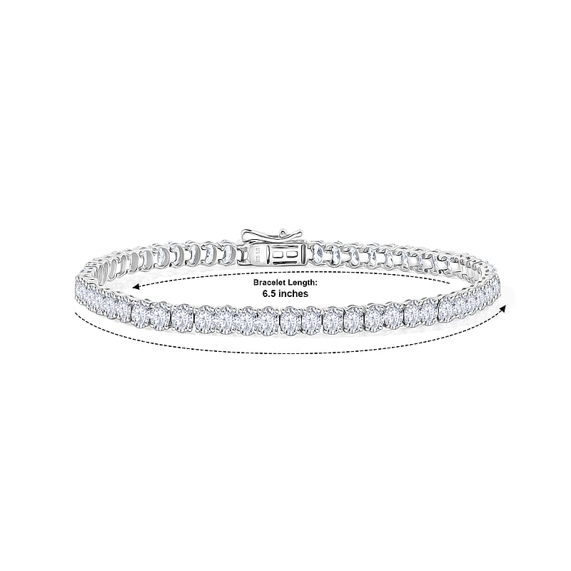 Lab Grown Diamond 5.20 ctw Oval Tennis Bracelet in Sterling Silver (6.50 In)