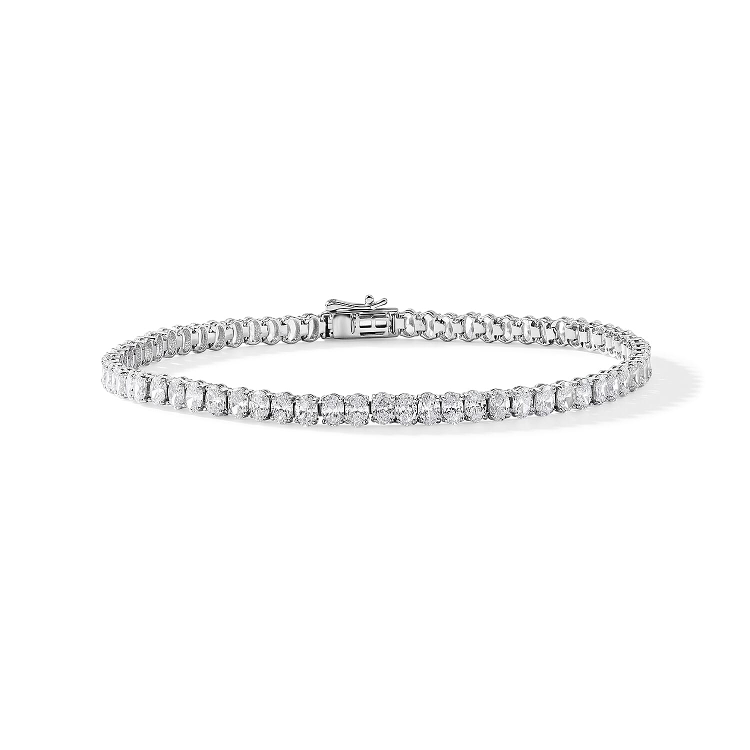 Lab Grown Diamond 5.80 ctw Oval Tennis Bracelet in Sterling Silver (7.25 In)