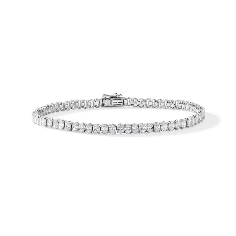 Lab Grown Diamond 5.80 ctw Oval Tennis Bracelet in Sterling Silver (7.25 In)