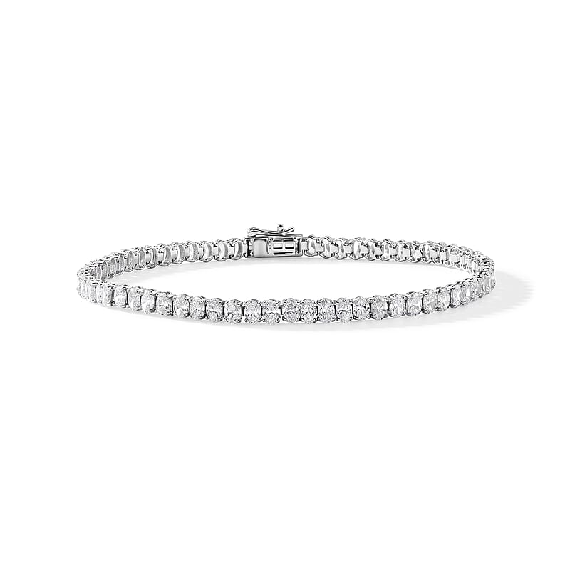 Lab Grown Diamond 5.80 ctw Oval Tennis Bracelet in Sterling Silver (7.25 In)