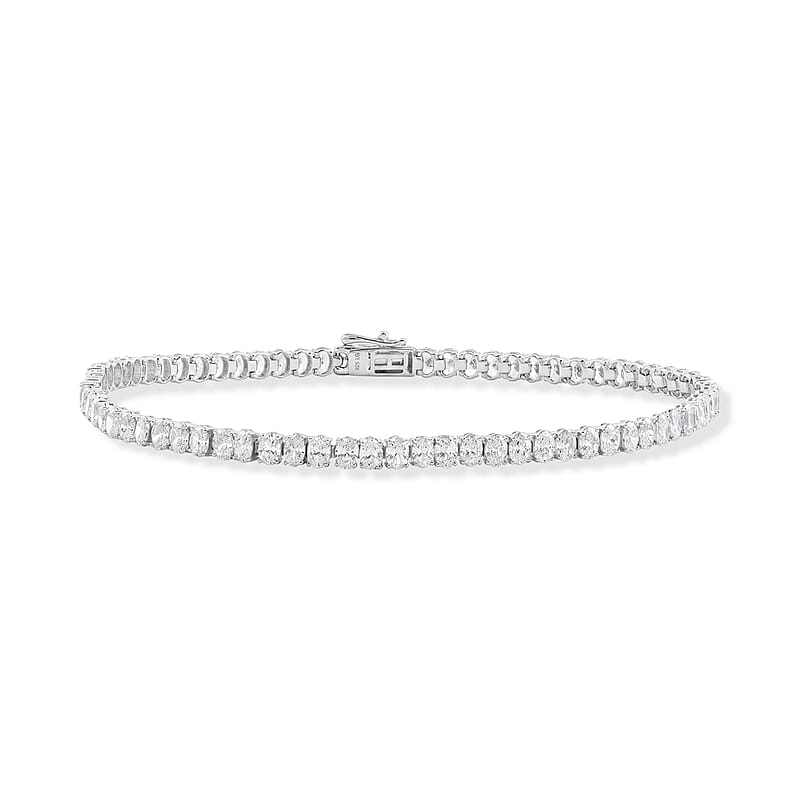 Lab Grown Diamond 6.40 ctw Oval Tennis Bracelet in Sterling Silver (8.00 In)