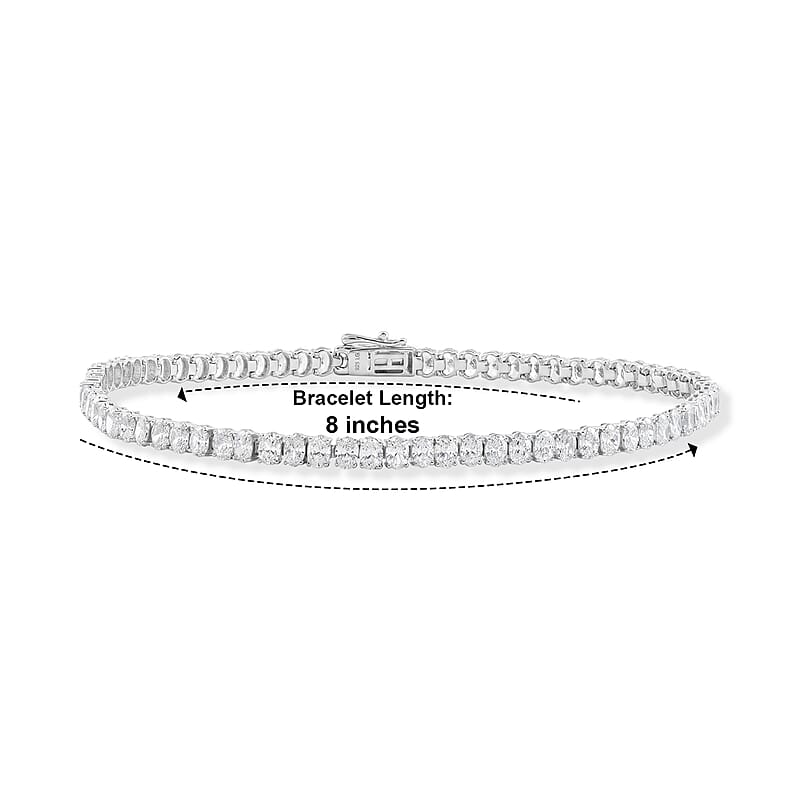 Lab Grown Diamond 6.40 ctw Oval Tennis Bracelet in Sterling Silver (8.00 In)