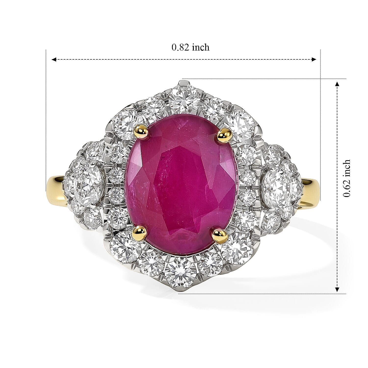 Certified and Appraised AAA Ruby and Luxuriant Lab Grown Diamond G-H SI 4.80 ctw Ring in 10K Yellow Gold (Size  5.0)