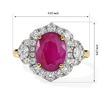 Certified and Appraised AAA Ruby and Luxuriant Lab Grown Diamond G-H SI 4.80 ctw Ring in 10K Yellow Gold (Size 6.0)