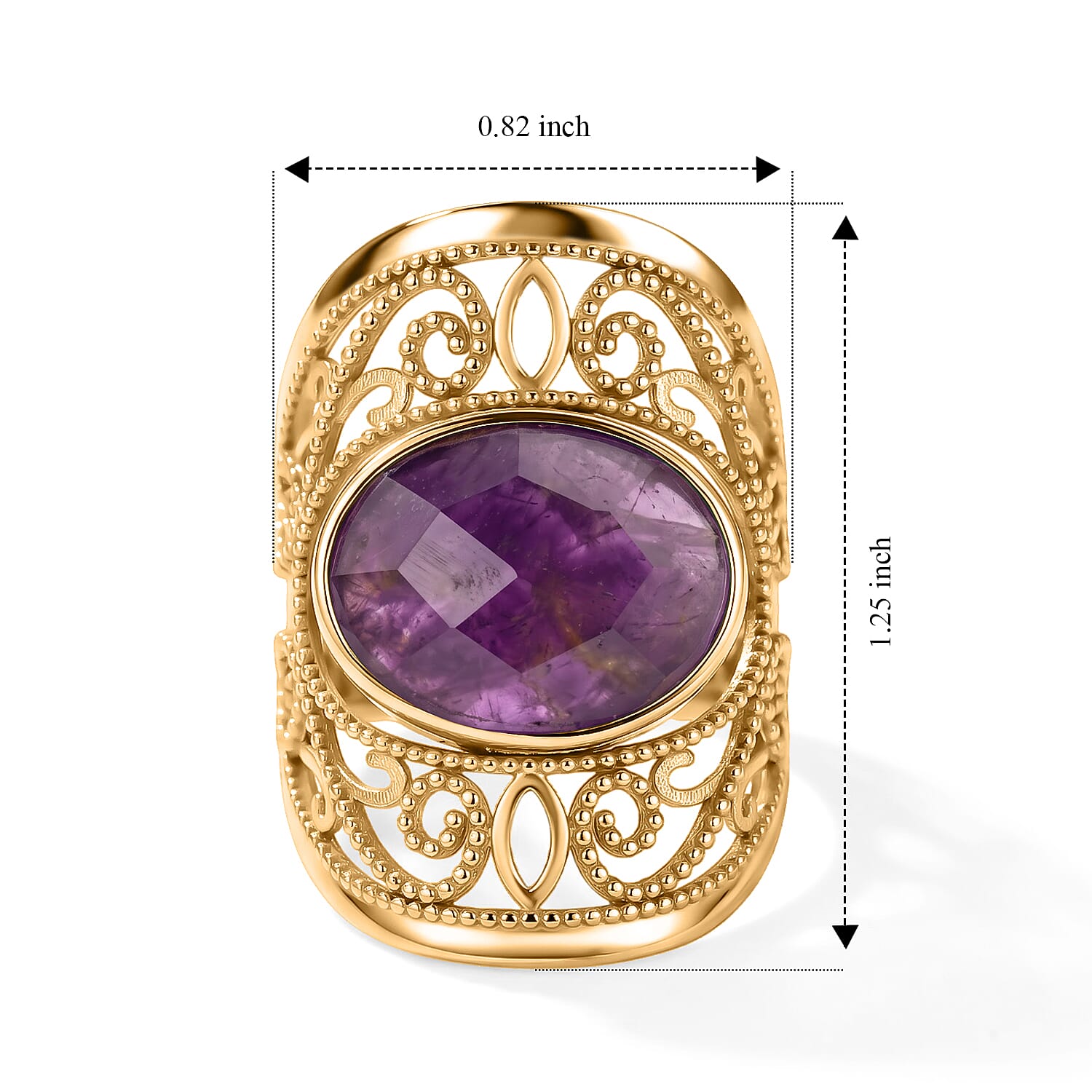 Purple Amethyst Oval Ring in Goldtone (Adjustable) 5ctw