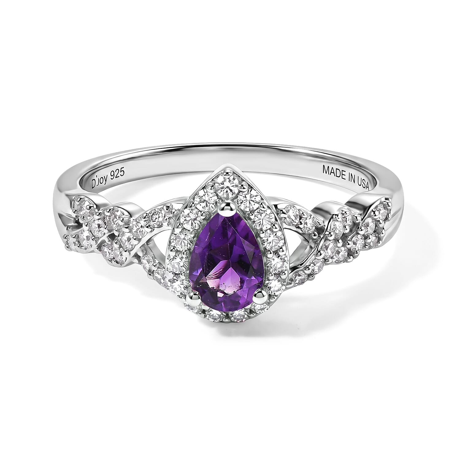 D'Joy Moroccan Amethystn and White Zircon 0.85 ctw Ring in Rhodium Over Sterling Silver (Size 6.0)