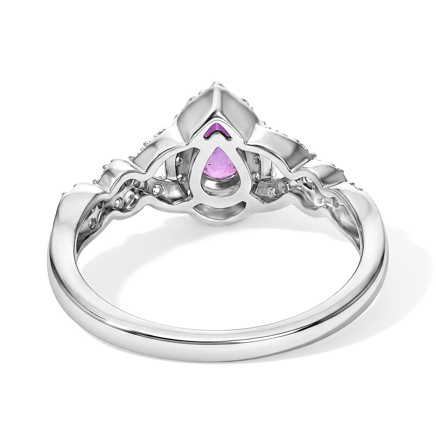 D'Joy Moroccan Amethystn and White Zircon 0.85 ctw Ring in Rhodium Over Sterling Silver (Size 6.0)