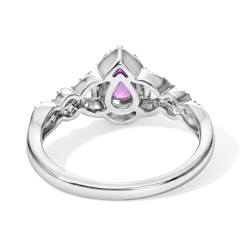 D'Joy Moroccan Amethystn and White Zircon 0.85 ctw Ring in Rhodium Over Sterling Silver (Size 6.0)