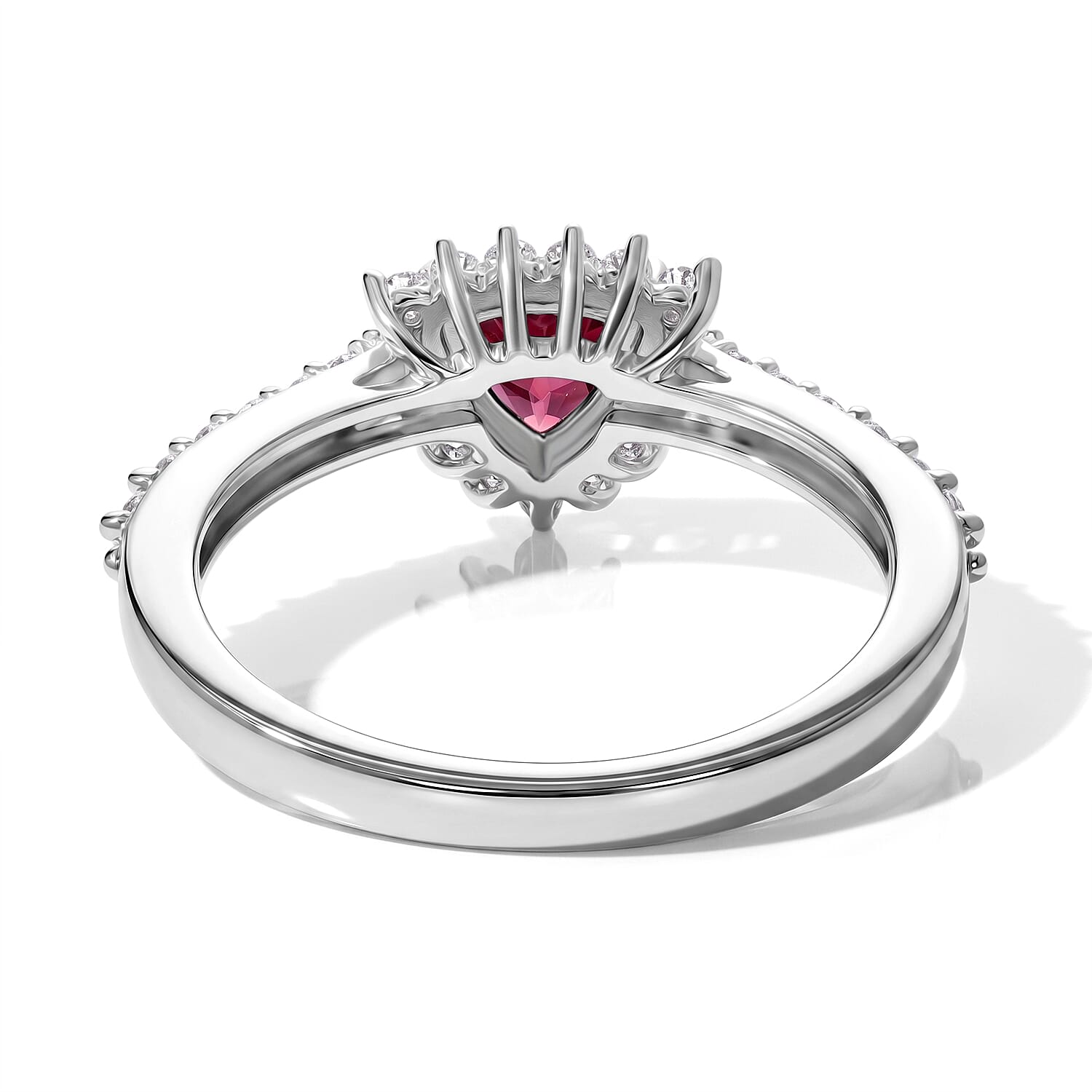 D'Joy Orissa Rhodolite Garnet and White Zircon 1.20 ctw Ring in Rhodium Over Sterling Silver (Size 6.0)