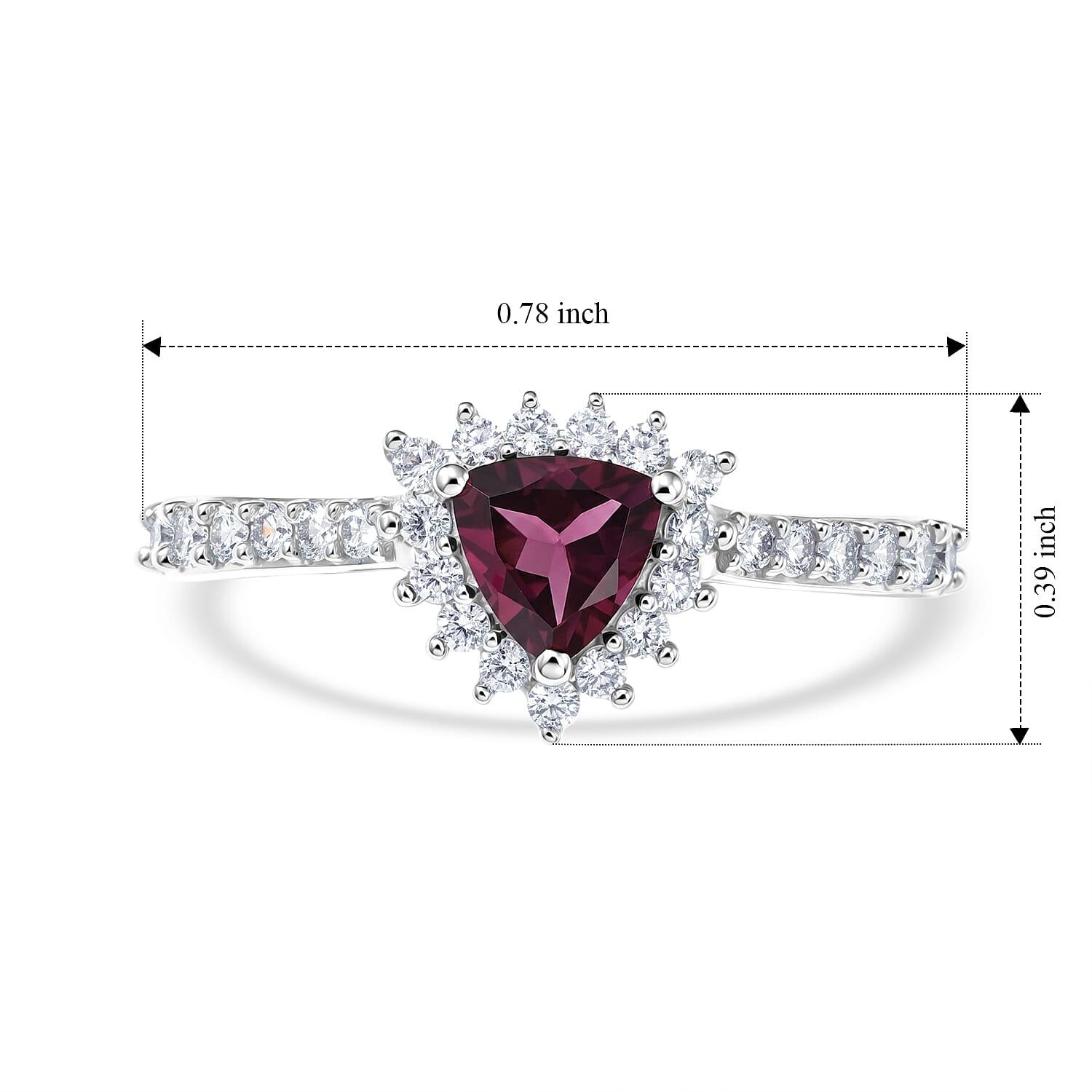 D'Joy Orissa Rhodolite Garnet and White Zircon 1.20 ctw Ring in Rhodium Over Sterling Silver (Size 6.0)