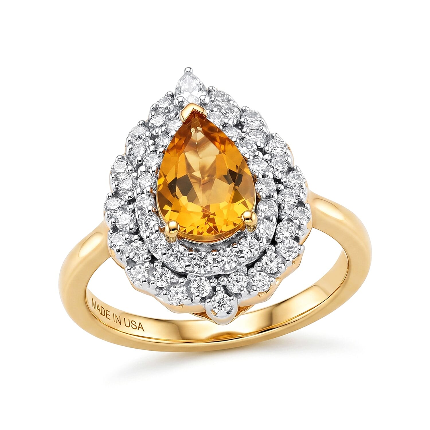 D'Joy Premium Brazilian Heliodor and Moissanite 1.60 ctw Ring in 18K Vermeil Yellow Gold Over Sterling Silver (Size 6.0)