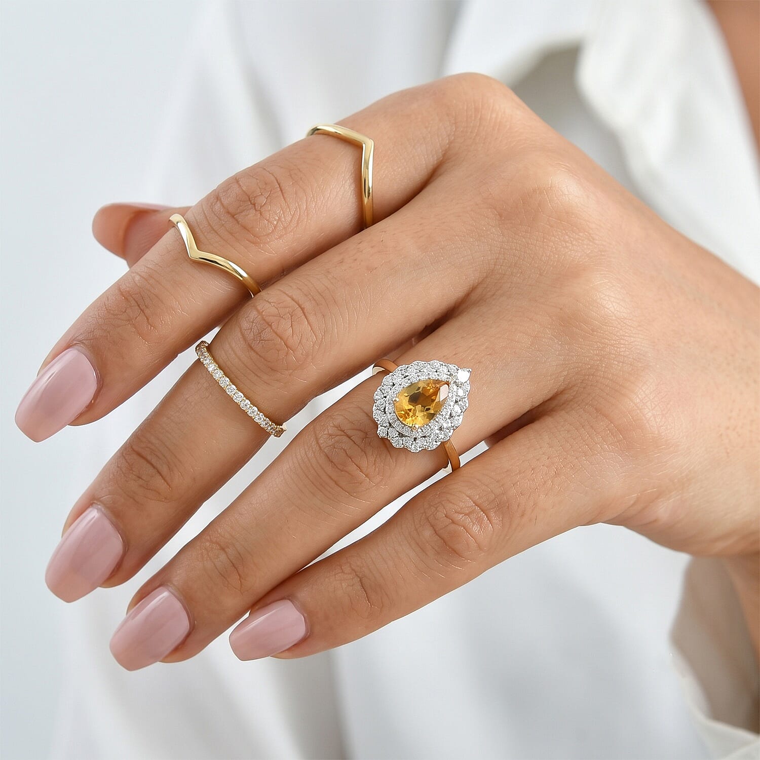 D'Joy Premium Brazilian Heliodor and Moissanite 1.60 ctw Ring in 18K Vermeil Yellow Gold Over Sterling Silver (Size 6.0)